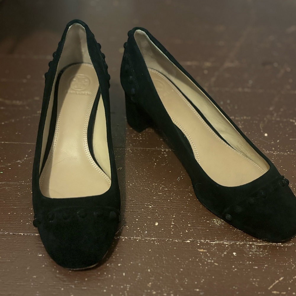 Tory Burch Studded Suede Block Heels